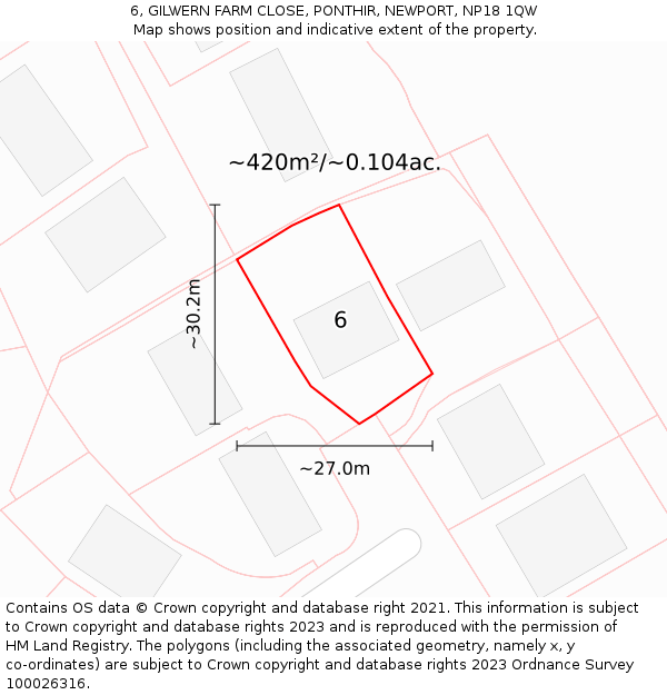 6, GILWERN FARM CLOSE, PONTHIR, NEWPORT, NP18 1QW: Plot and title map