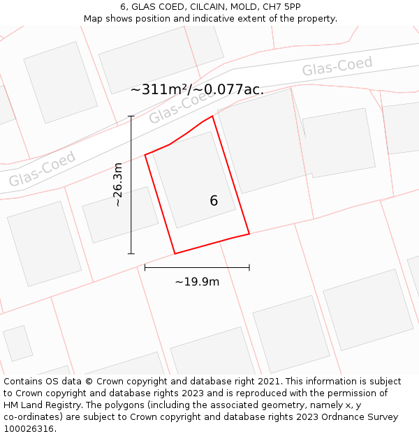 6, GLAS COED, CILCAIN, MOLD, CH7 5PP: Plot and title map