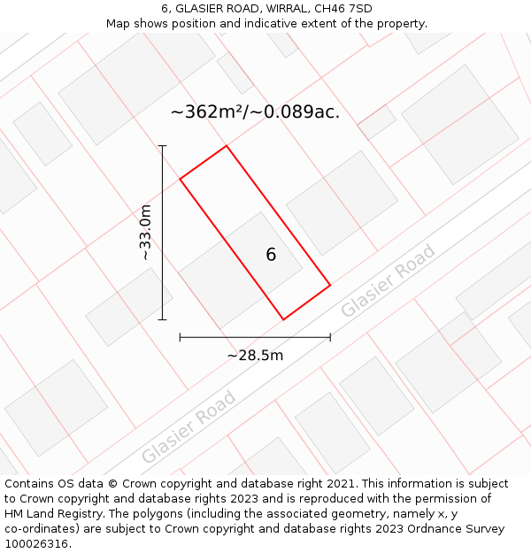 6, GLASIER ROAD, WIRRAL, CH46 7SD: Plot and title map