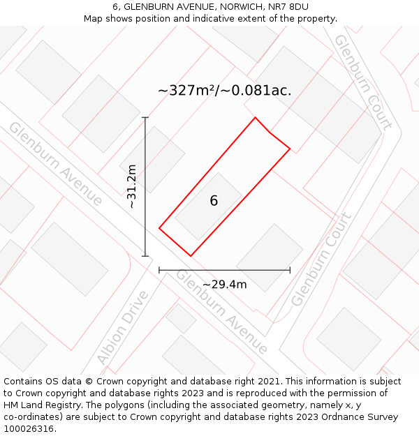 6, GLENBURN AVENUE, NORWICH, NR7 8DU: Plot and title map