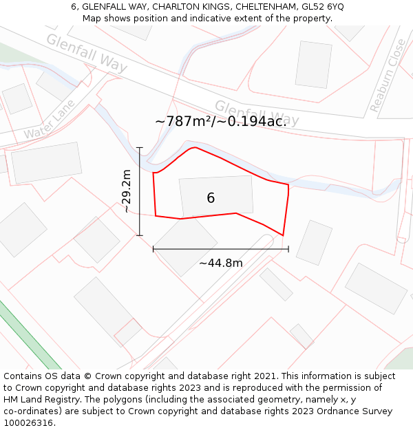 6, GLENFALL WAY, CHARLTON KINGS, CHELTENHAM, GL52 6YQ: Plot and title map