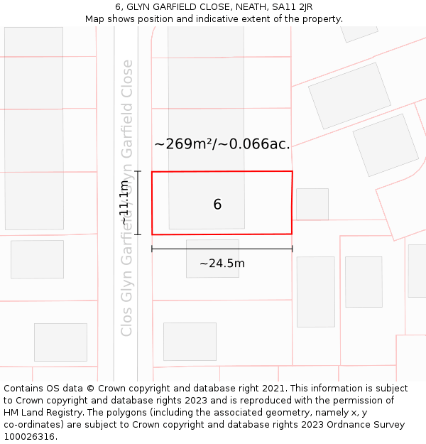 6, GLYN GARFIELD CLOSE, NEATH, SA11 2JR: Plot and title map