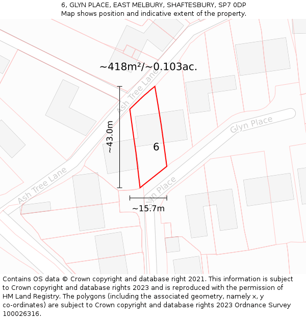 6, GLYN PLACE, EAST MELBURY, SHAFTESBURY, SP7 0DP: Plot and title map