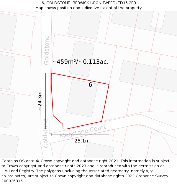 6, GOLDSTONE, BERWICK-UPON-TWEED, TD15 2ER: Plot and title map