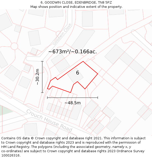 6, GOODWIN CLOSE, EDENBRIDGE, TN8 5PZ: Plot and title map