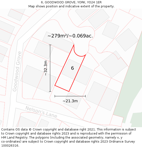 6, GOODWOOD GROVE, YORK, YO24 1ER: Plot and title map