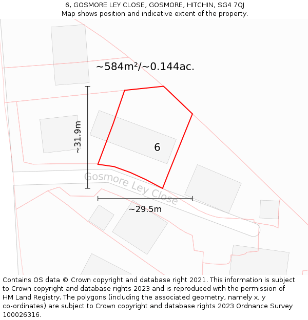 6, GOSMORE LEY CLOSE, GOSMORE, HITCHIN, SG4 7QJ: Plot and title map