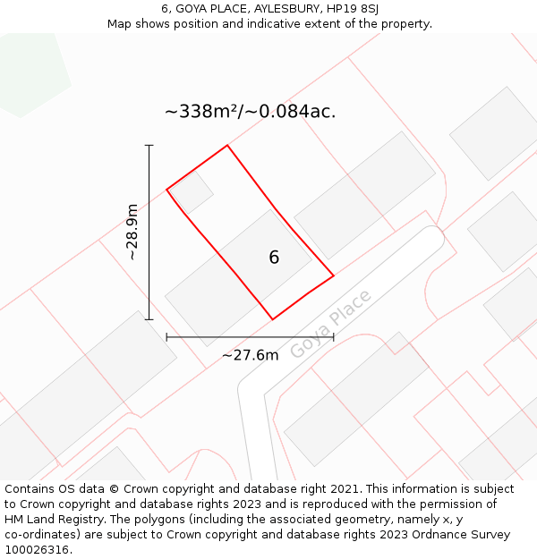 6, GOYA PLACE, AYLESBURY, HP19 8SJ: Plot and title map
