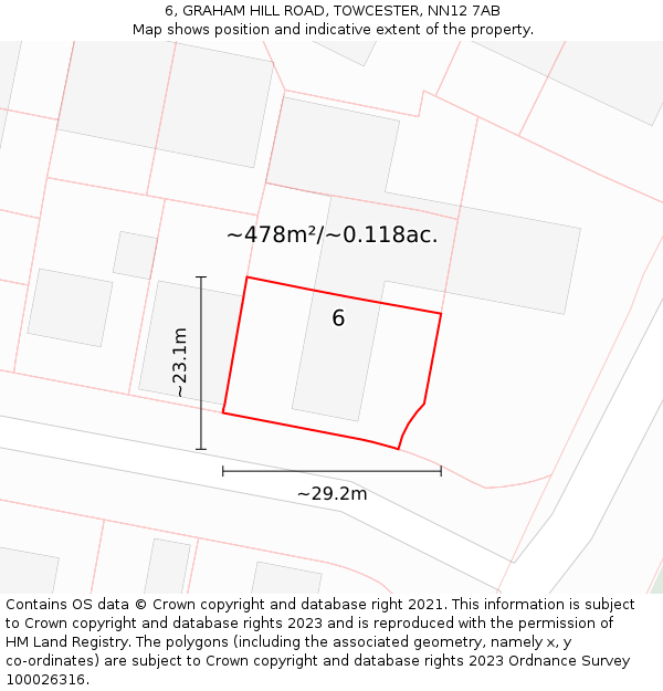 6, GRAHAM HILL ROAD, TOWCESTER, NN12 7AB: Plot and title map