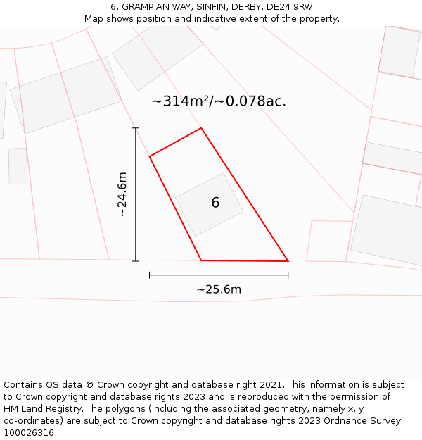 6, GRAMPIAN WAY, SINFIN, DERBY, DE24 9RW: Plot and title map
