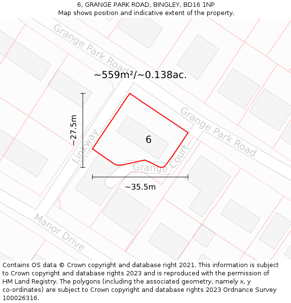 6, GRANGE PARK ROAD, BINGLEY, BD16 1NP: Plot and title map
