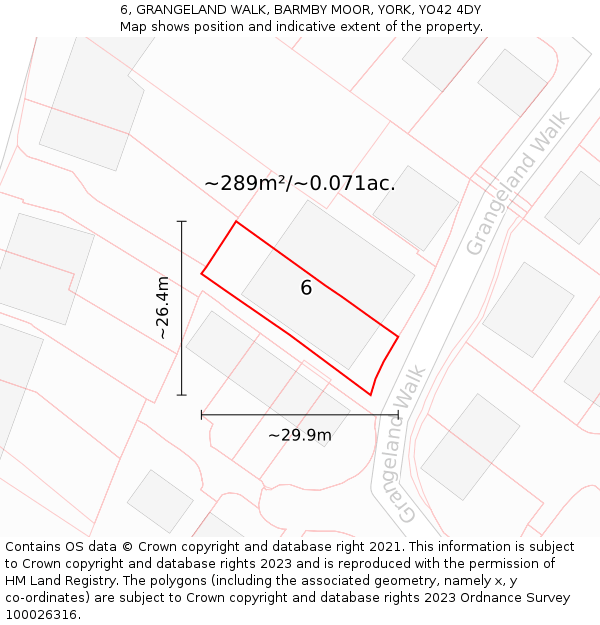 6, GRANGELAND WALK, BARMBY MOOR, YORK, YO42 4DY: Plot and title map