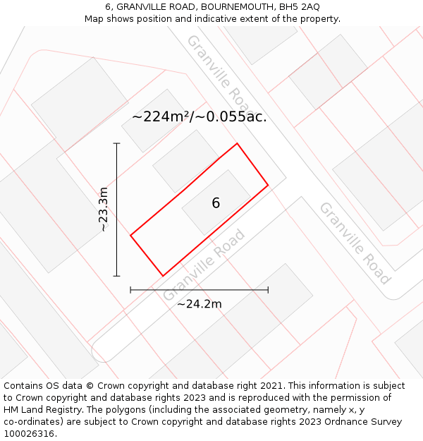6, GRANVILLE ROAD, BOURNEMOUTH, BH5 2AQ: Plot and title map