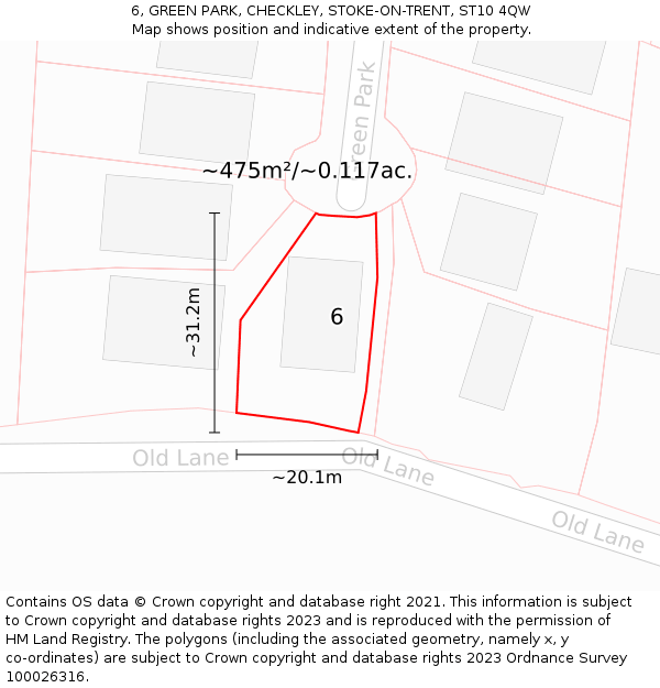 6, GREEN PARK, CHECKLEY, STOKE-ON-TRENT, ST10 4QW: Plot and title map