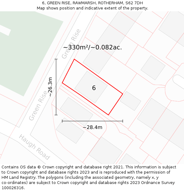 6, GREEN RISE, RAWMARSH, ROTHERHAM, S62 7DH: Plot and title map