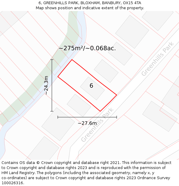 6, GREENHILLS PARK, BLOXHAM, BANBURY, OX15 4TA: Plot and title map
