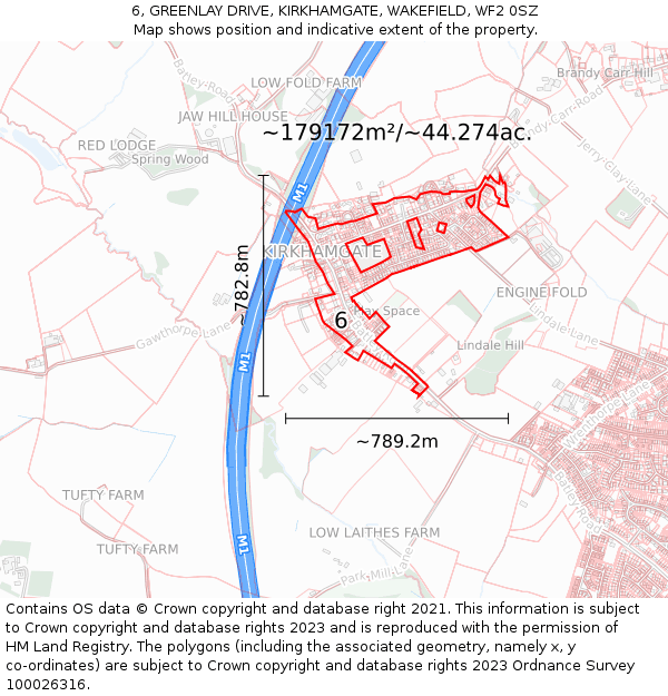 6, GREENLAY DRIVE, KIRKHAMGATE, WAKEFIELD, WF2 0SZ: Plot and title map