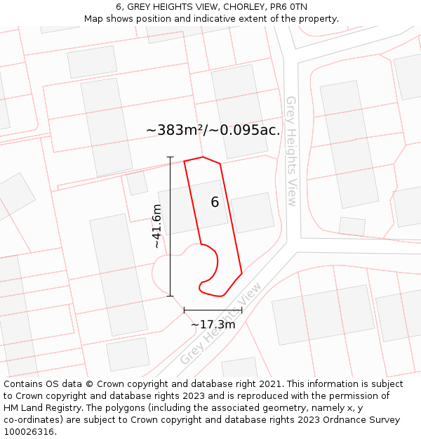 6, GREY HEIGHTS VIEW, CHORLEY, PR6 0TN: Plot and title map