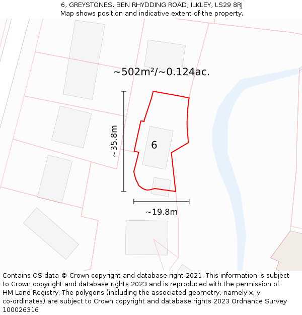 6, GREYSTONES, BEN RHYDDING ROAD, ILKLEY, LS29 8RJ: Plot and title map