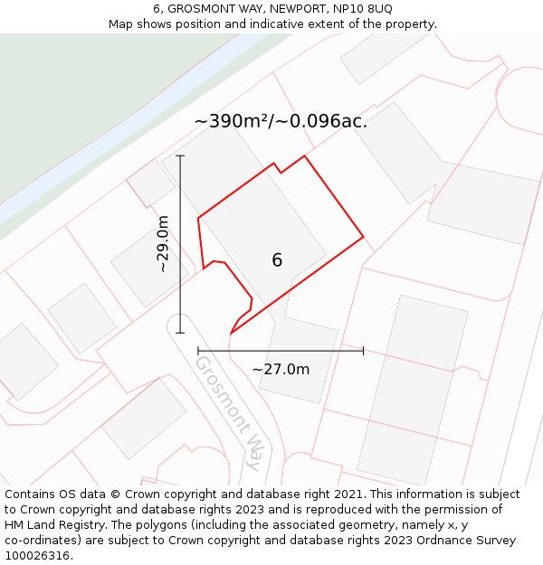 6, GROSMONT WAY, NEWPORT, NP10 8UQ: Plot and title map