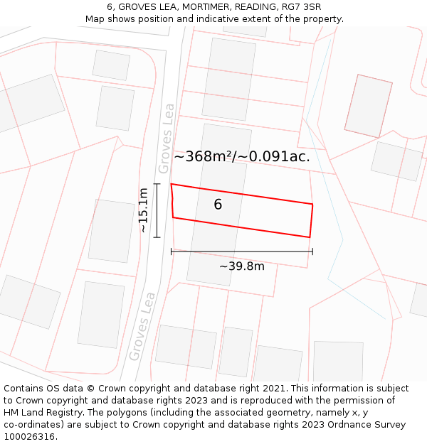 6, GROVES LEA, MORTIMER, READING, RG7 3SR: Plot and title map