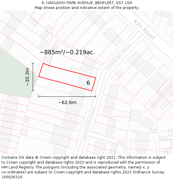 6, HADLEIGH PARK AVENUE, BENFLEET, SS7 1SA: Plot and title map