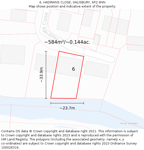 6, HADRIANS CLOSE, SALISBURY, SP2 9NN: Plot and title map