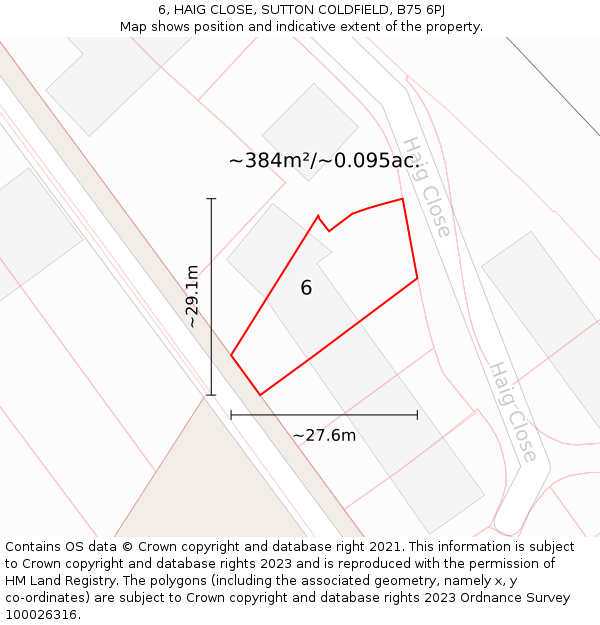 6, HAIG CLOSE, SUTTON COLDFIELD, B75 6PJ: Plot and title map