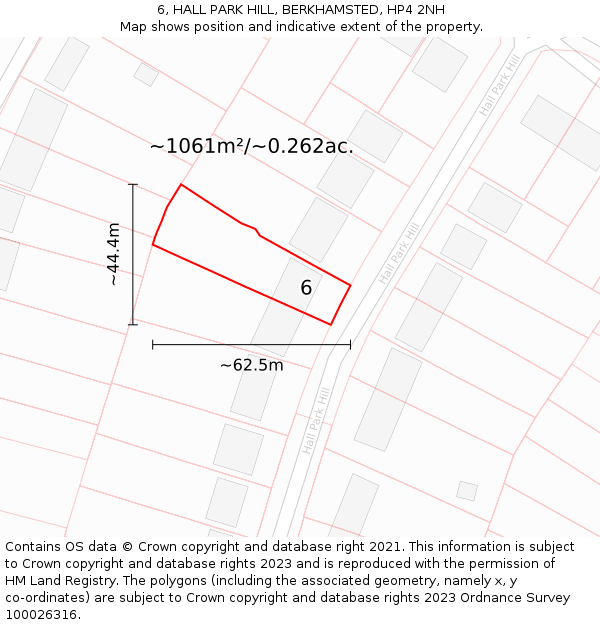 6, HALL PARK HILL, BERKHAMSTED, HP4 2NH: Plot and title map