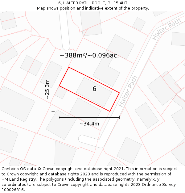 6, HALTER PATH, POOLE, BH15 4HT: Plot and title map