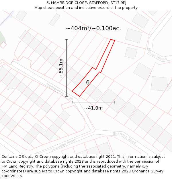 6, HAMBRIDGE CLOSE, STAFFORD, ST17 9PJ: Plot and title map