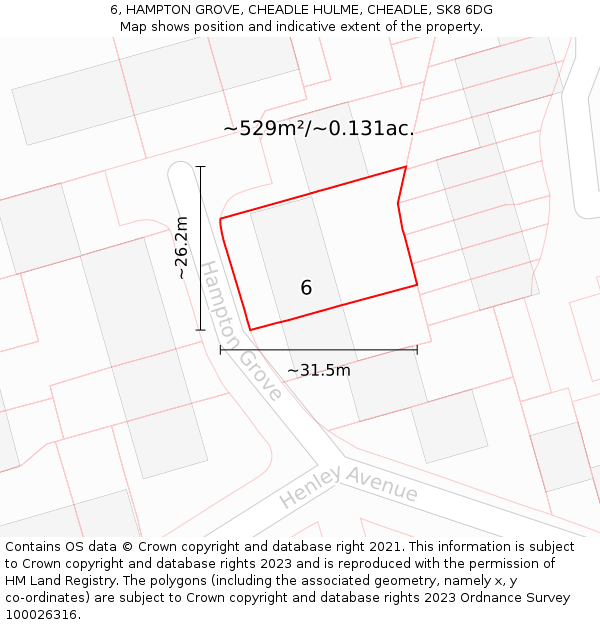 6, HAMPTON GROVE, CHEADLE HULME, CHEADLE, SK8 6DG: Plot and title map