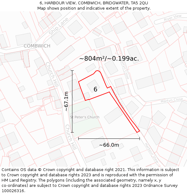 6, HARBOUR VIEW, COMBWICH, BRIDGWATER, TA5 2QU: Plot and title map