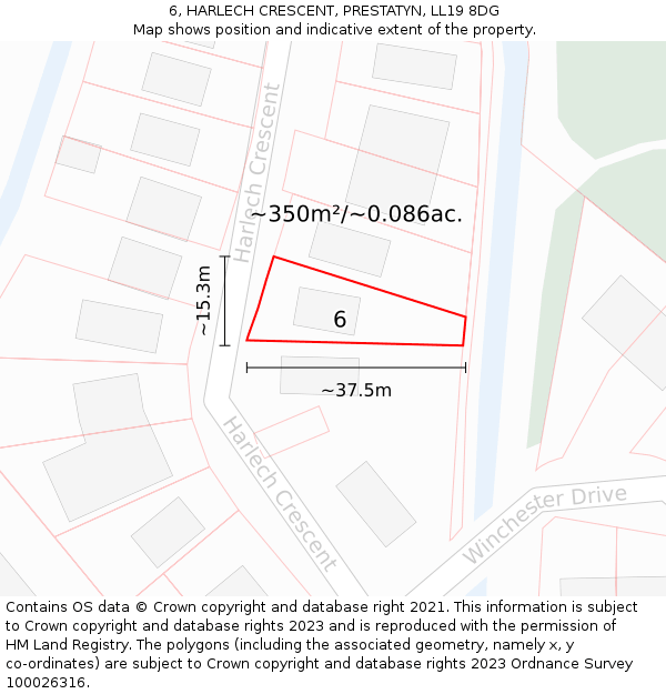 6, HARLECH CRESCENT, PRESTATYN, LL19 8DG: Plot and title map