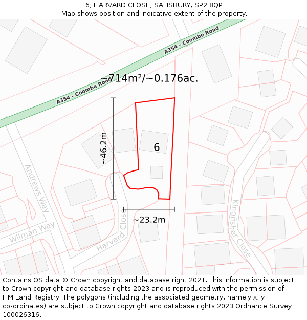 6, HARVARD CLOSE, SALISBURY, SP2 8QP: Plot and title map