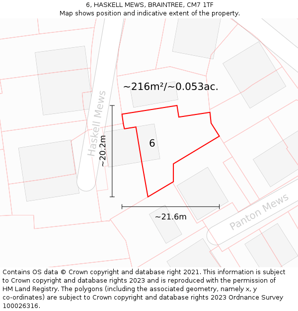 6, HASKELL MEWS, BRAINTREE, CM7 1TF: Plot and title map