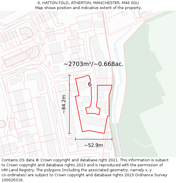 6, HATTON FOLD, ATHERTON, MANCHESTER, M46 0GU: Plot and title map