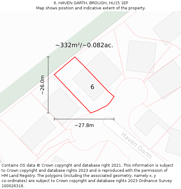6, HAVEN GARTH, BROUGH, HU15 1EP: Plot and title map