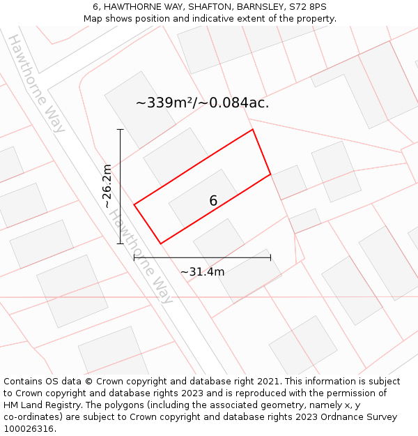 6, HAWTHORNE WAY, SHAFTON, BARNSLEY, S72 8PS: Plot and title map