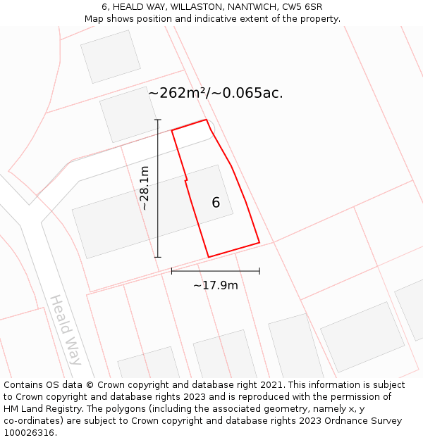 6, HEALD WAY, WILLASTON, NANTWICH, CW5 6SR: Plot and title map