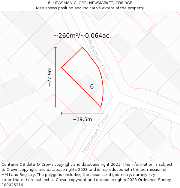 6, HEASMAN CLOSE, NEWMARKET, CB8 0GR: Plot and title map