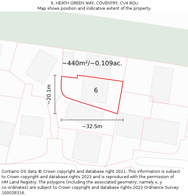 6, HEATH GREEN WAY, COVENTRY, CV4 8GU: Plot and title map