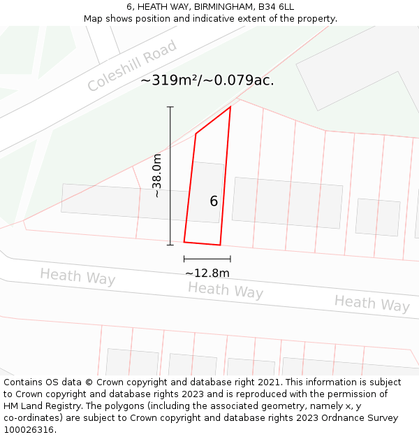 6, HEATH WAY, BIRMINGHAM, B34 6LL: Plot and title map