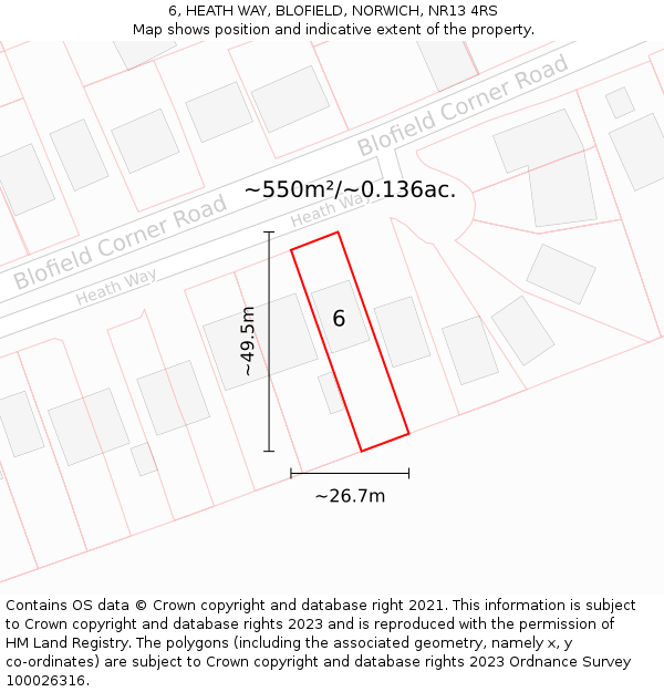 6, HEATH WAY, BLOFIELD, NORWICH, NR13 4RS: Plot and title map