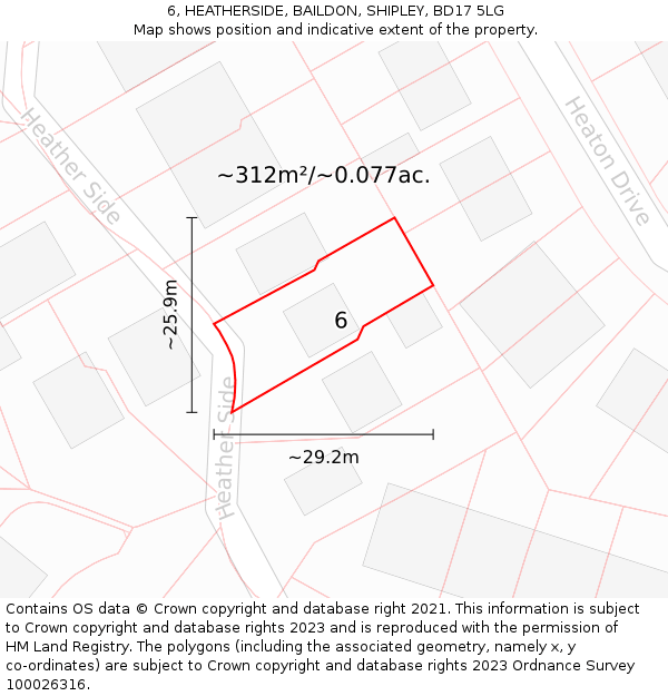 6, HEATHERSIDE, BAILDON, SHIPLEY, BD17 5LG: Plot and title map
