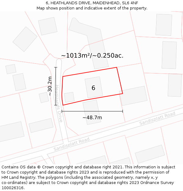 6, HEATHLANDS DRIVE, MAIDENHEAD, SL6 4NF: Plot and title map