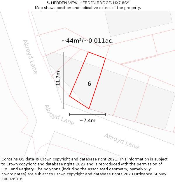 6, HEBDEN VIEW, HEBDEN BRIDGE, HX7 8SY: Plot and title map