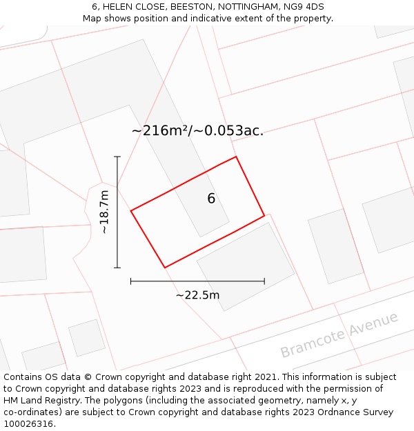 6, HELEN CLOSE, BEESTON, NOTTINGHAM, NG9 4DS: Plot and title map