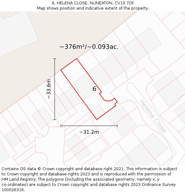 6, HELENA CLOSE, NUNEATON, CV10 7DF: Plot and title map