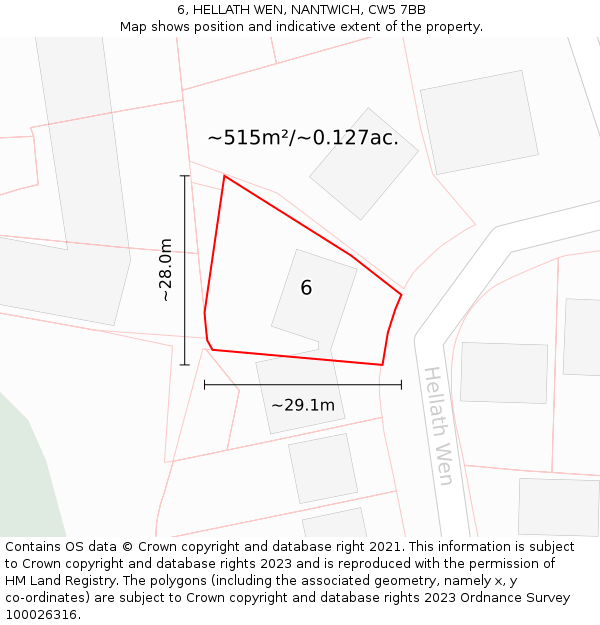 6, HELLATH WEN, NANTWICH, CW5 7BB: Plot and title map